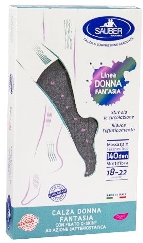 SAUBER CALZA DONNA FANTASIA FILATO Q-SKIN 140 DEN GRIGIO POIS ROSA TAGLIA M - farmasconti.eu