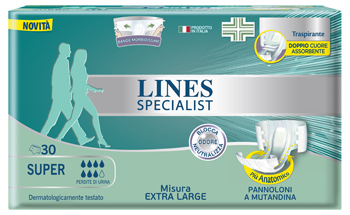 PANNOLONE MUTANDA LINES SPECIALIST EXTRALARGE SUPER 30 PEZZI - farmasconti.eu
