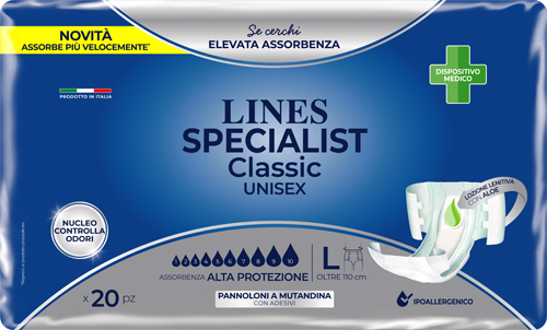 PANNOLONE A MUTANDA LINES SPECIALIST CLASSIC ALTA PROTEZIONE MG 20 PEZZI - farmasconti.eu