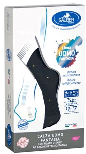 SAUBER CALZA UOMO FANTASIA Q-SKIN 70 DEN BLU POIS GIALLI TAGLIA G - farmasconti.eu
