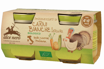OMOGENEIZZATO CARNI BIANCHE CON VERDURE BABY FOOD BIO ALCE NERO 2X80 G - farmasconti.eu