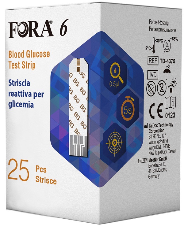 STRISCE MISURAZIONE GLICEMIA FORA 6 CONNECT BOX DA 25 PEZZI - farmasconti.eu