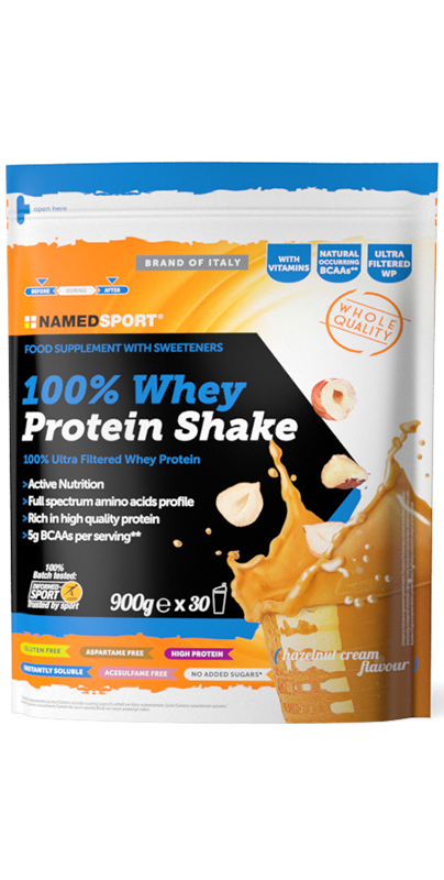 100% WHEY PROTEIN SHAKE HAZELNUT CREAM 900 G - farmasconti.eu