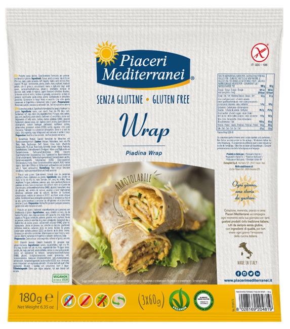 PIACERI MEDITERRANEI PIADINA WRAP 180 G - farmasconti.eu