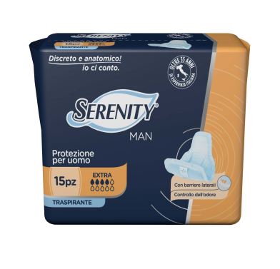 PANNOLINO SERENITY LIGHT MAN EXTRA CON ADESIVO O ALTRO FISSAGGIO 15 PEZZI - farmasconti.eu