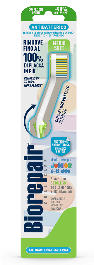 BIOREPAIR ORAL CARE SPAZZOLINO ANTIBATTERICO JUNIOR 6-12 ANNI PIU' COMFORT SETOLE MEDIO SOFT - farmasconti.eu