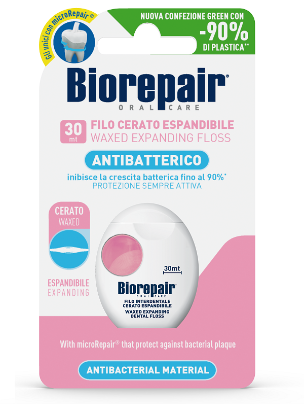 BIOREPAIR ORAL CARE ANTIBATTERICO FILO CERATO ESPANDIBILE GENGIVE DELICATE 25+5 METRI - farmasconti.eu