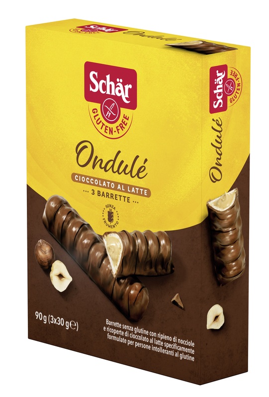 SCHAR ONDULE' BARRETTE CON RIPIENO DI NOCCIOLE RICOPERTE DI CIOCCOLATO AL LATTE 3 PORZIONI DA 30 G - farmasconti.eu