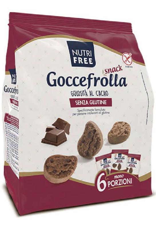 NUTRIFREE GOCCEFROLLA SNACK GOLOSITA' AL CACAO SENZA LATTOSIO 6 MONOPORZIONI DA 40 G - farmasconti.eu