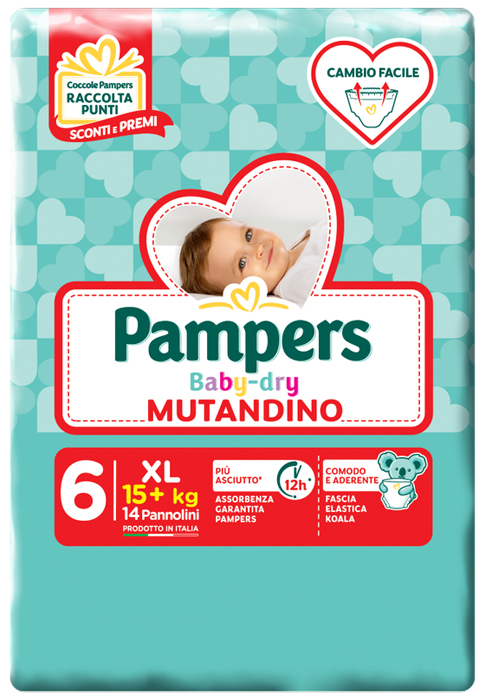PAMPERS BABY DRY MUTANDINA XL 6 SMALL PACK 14 PEZZI - farmasconti.eu
