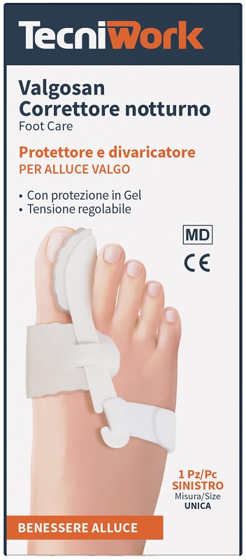 CORRETTORE NOTTURNO PER ALLUCE VALGO SINISTRO MISURA UNICA VALGOSAN 1 PEZZO - farmasconti.eu