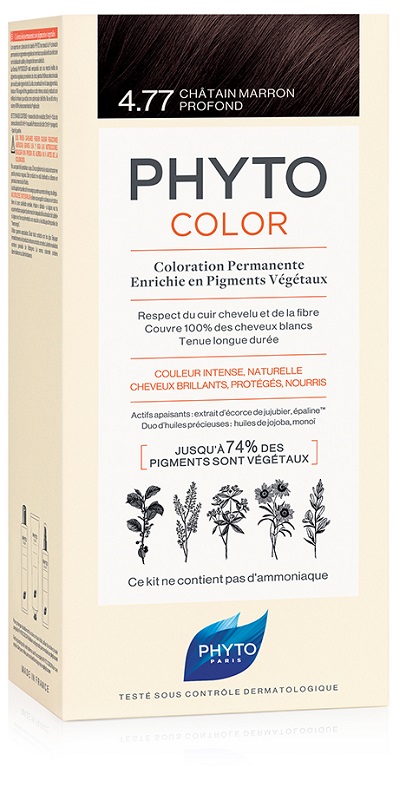PHYTOCOLOR 4,77 CASTANO MARRONE INTENSO LATTE + CREMA + MASCHERA + 1 PAIO DI GUANTI - farmasconti.eu