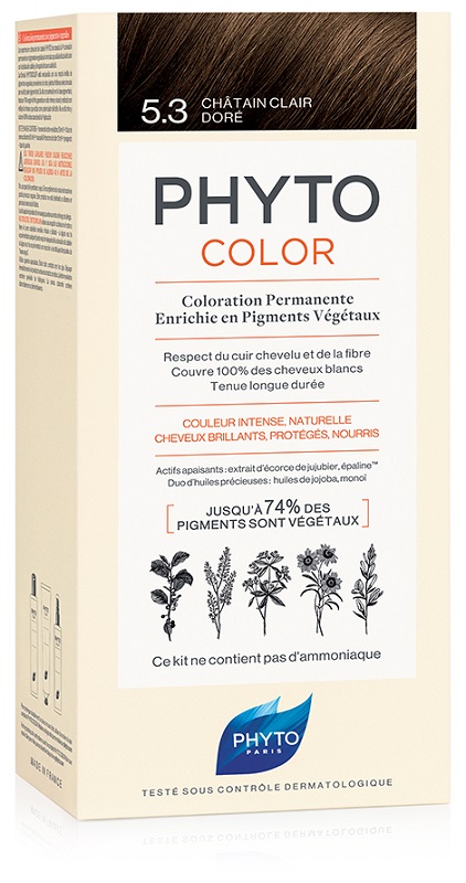 PHYTOCOLOR 5,3 CASTANO CHIARO DORATO LATTE + CREMA + MASCHERA + PAIO DI GUANTI - farmasconti.eu