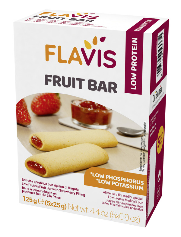 FLAVIS FRUIT BAR BARRETTA APROTEICA CON RIPIENO DI FRAGOLA 5 PEZZI DA 25 G - farmasconti.eu