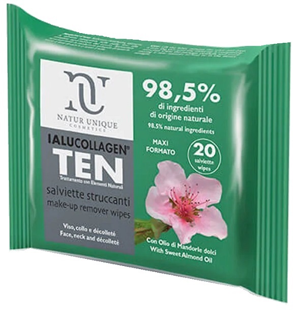 NATUR UNIQUE IALUCOLLAGEN TEN SALVIETTE STRUCCANTI VISO 20 SALVIETTE MAXI - farmasconti.eu