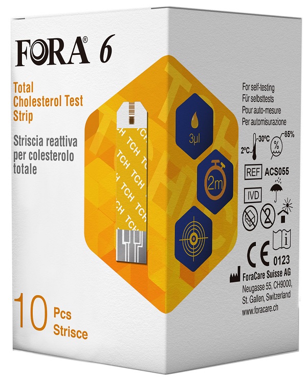 STRISCE REATTIVE FORA 6 PER LA RILEVAZIONE DEL COLESTEROLO 10 10 PEZZI - farmasconti.eu