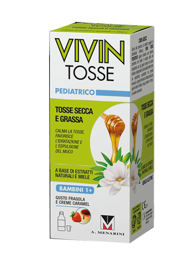 VIVIN TOSSE PEDIATRICO SCIROPPO PER TOSSE SECCA E GRASSA GUSTO FRAGOLA E CREME CARAMEL 150 ML - farmasconti.eu