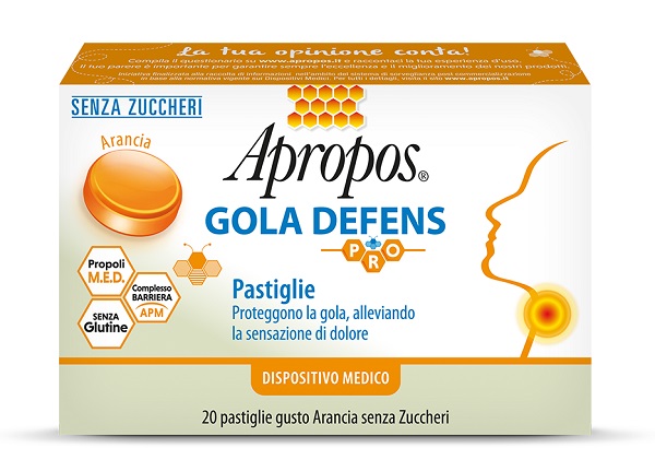 APROPOS GOLA DEFENS PRO 20 PASTIGLIE ARANCIA SENZA ZUCCHERO - farmasconti.eu