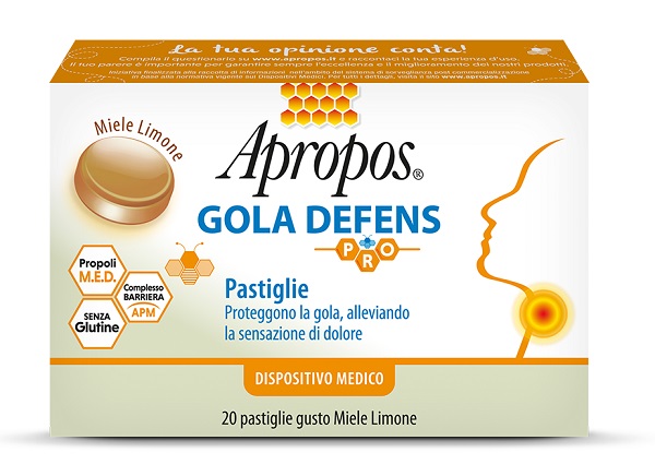 APROPOS GOLA DEFENS PRO 20 PASTIGLIE MIELE LIMONE - farmasconti.eu