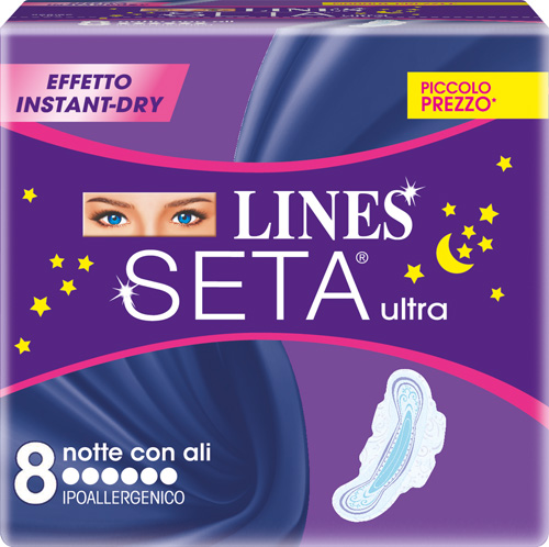 LINES SETA ULTRA ASSORBENTI DA NOTTE 8 PEZZI - farmasconti.eu