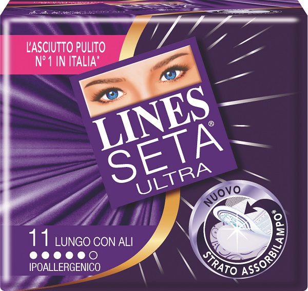 ASSORBENTE LINES SETA ULTRA LUNGO CON ALI 11 PEZZI - farmasconti.eu