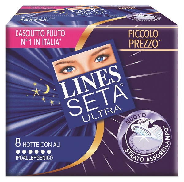 LINES SETA ULTRA ASSORBENTI CON ALI NOTTE 10 PEZZI - farmasconti.eu