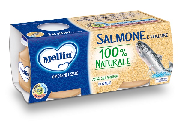 MELLIN OMOGENEIZZATO DI SALMONE E VERDURE 4 X 80 G - farmasconti.eu