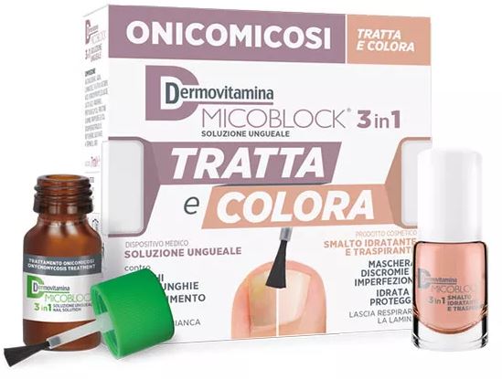 DERMOVITAMINA MICOBLOCK 3 IN 1 TRATTA E COLORA SOLUZIONE UNGUEALE 7 ML + SMALTO IDRATANTE TRASPIRANTE 5 ML - farmasconti.eu