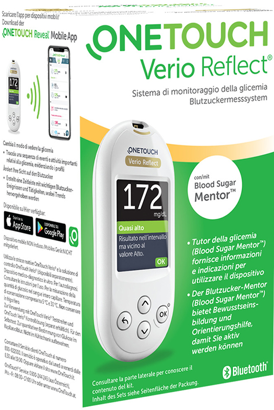 ONETOUCH VERIO REFLECT SYSTEM KIT CON LANCETTE PUNGIDITO E FLACONE DA 10 STRISCE REATTIVE - farmasconti.eu