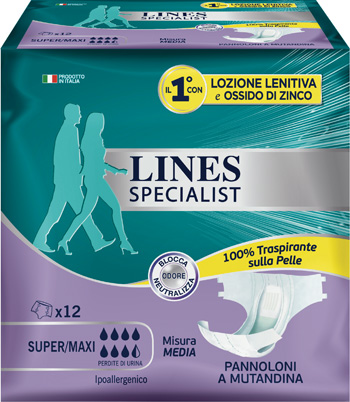 LINES SPECIALIST PANNOLONE A MUTANDA MEDIA 12 PEZZI - farmasconti.eu