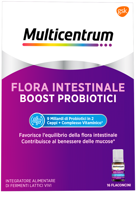 MULTICENTRUM FLORA INTESTINALE BOOST PROBIOTICI 16 FLACONCINI - farmasconti.eu