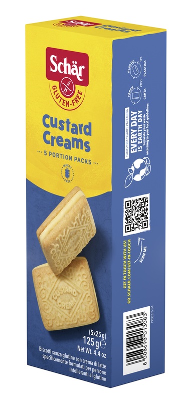 SCHAR CUSTARD CREAM BISCOTTI CON CREMA DI LATTE 5 MONOPORZIONI DA 25 G - farmasconti.eu