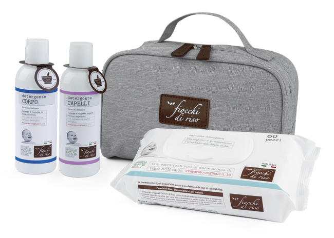 FIOCCHI DI RISO COFANETTO BAGNETTO 1 DETERGENTE CORPO 200 ML + 1 DETERGENTE CAPELLI 200 ML + SALVIETE ACQUA NON ACQUA 60 PEZZI + BEAUTY - farmasconti.eu