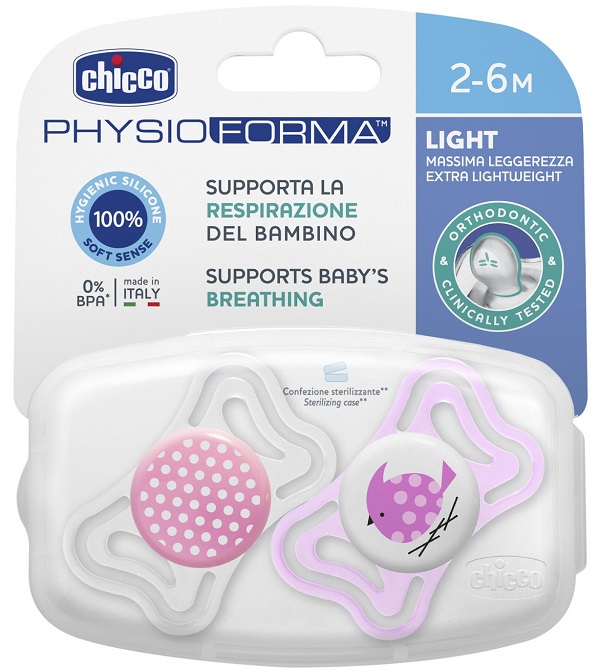 CHICCO SUCCHIETTO LIGHT GIRL SILICONE 2-6 MESI 2 PEZZI - farmasconti.eu