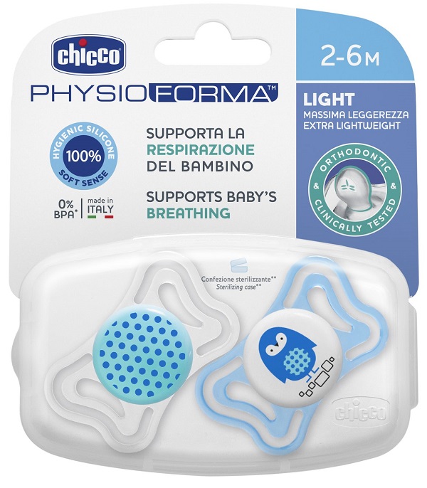 CHICCO SUCCHIETTO LIGHT BOY SILICONE 2-6 MESI 2 PEZZI - farmasconti.eu