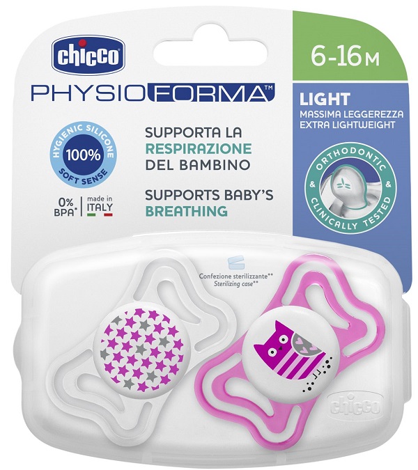 CHICCO SUCCHIETTO LIGHT GIRL SILICONE 6-16 MESI 2 PEZZI - farmasconti.eu
