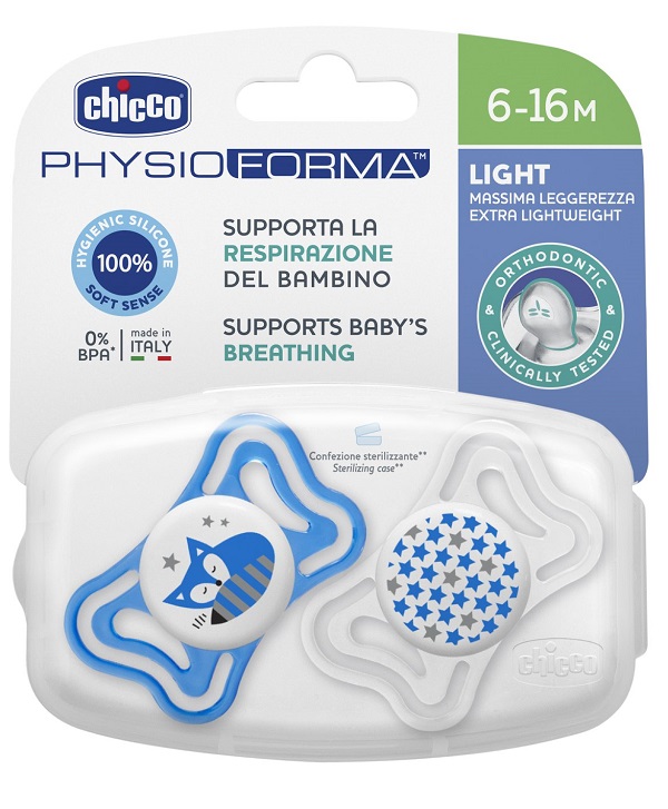 CHICCO SUCCHIETTO LIGHT BOY SILICONE 6-16 MESI 2 PEZZI - farmasconti.eu