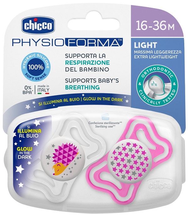 CHICCO SUCCHIETTO LIGHT LUM SILICONE 16-36 MESI 2 PEZZI - farmasconti.eu