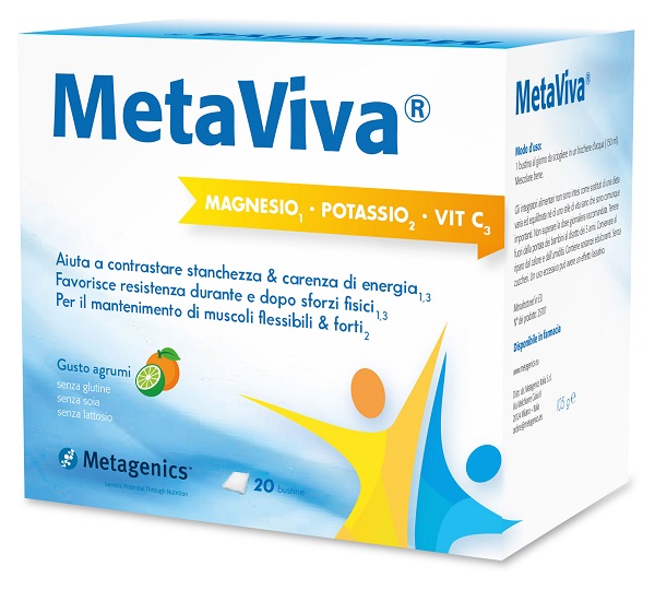 METAVIVA MAGNESIO POTASSIO VITAMINA C 20 BUSTINE - farmasconti.eu