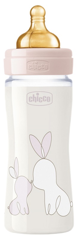 CHICCO BIBERON ORIGINAL 240ML VETRO 1 FORO 1 FORO GIRL CON TETTARELLA IN CAUCCIU' - farmasconti.eu