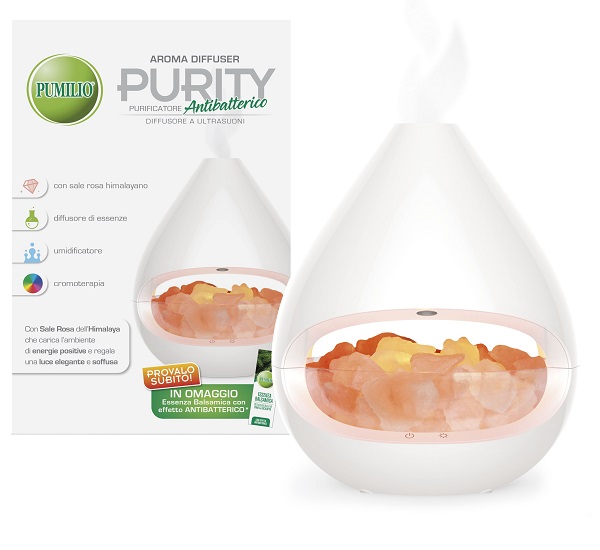 PUMILIO AROMA DIFFUSER PURITY A ULTRASUONI CON ESSENZA BALSAMICA CON EFFETTO ANTIBATTERICO - farmasconti.eu
