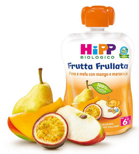 HIPP BIO FRUTTA FRULLATA PERA/MELA CON MANGO E MARACUJA 90 G - farmasconti.eu
