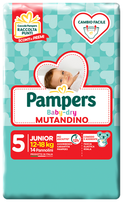 PANNOLINO A MUTANDINA PAMPERS BABY DRY JUNIOR SMALL PACK 14 PEZZI - farmasconti.eu