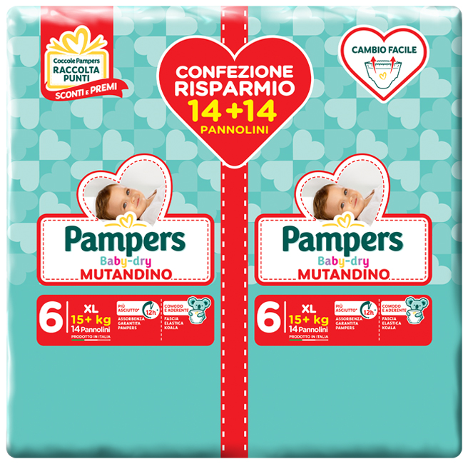 PAMPERS BABY DRY PANNOLINO A MUTANDINA DUO DOWNCOUNT XL 28 PEZZI - farmasconti.eu