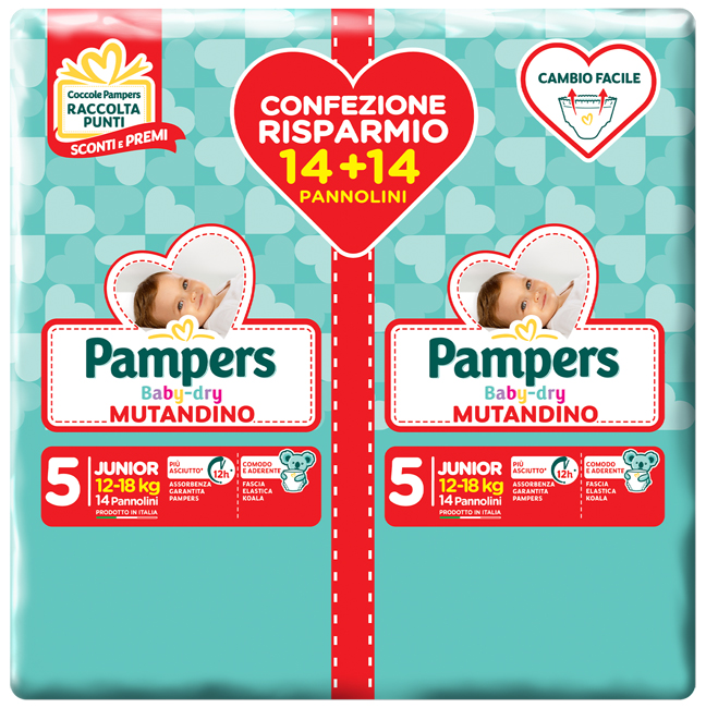 PAMPERS BABY DRY PANNOLINO A MUTANDINA DUO DOWNCOUNT JUNIOR 28 PEZZI - farmasconti.eu