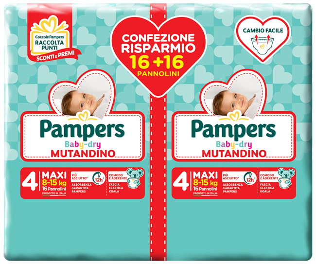 PAMPERS BABY DRY PANNOLINO A MUTANDINA DUO DOWNCOUNT MAXI 32 PEZZI - farmasconti.eu