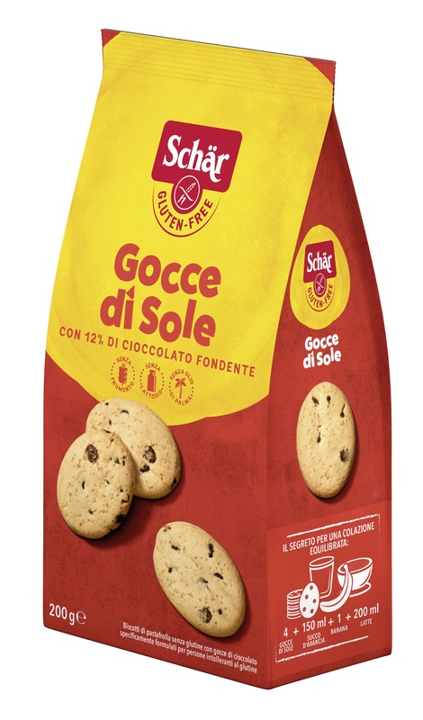 SCHAR GOCCE DI SOLE BISCOTTI DI PASTAFROLLA CON GOCCE DI CIOCCOLATO FONDENTE SENZA LATTOSIO 200 G - farmasconti.eu