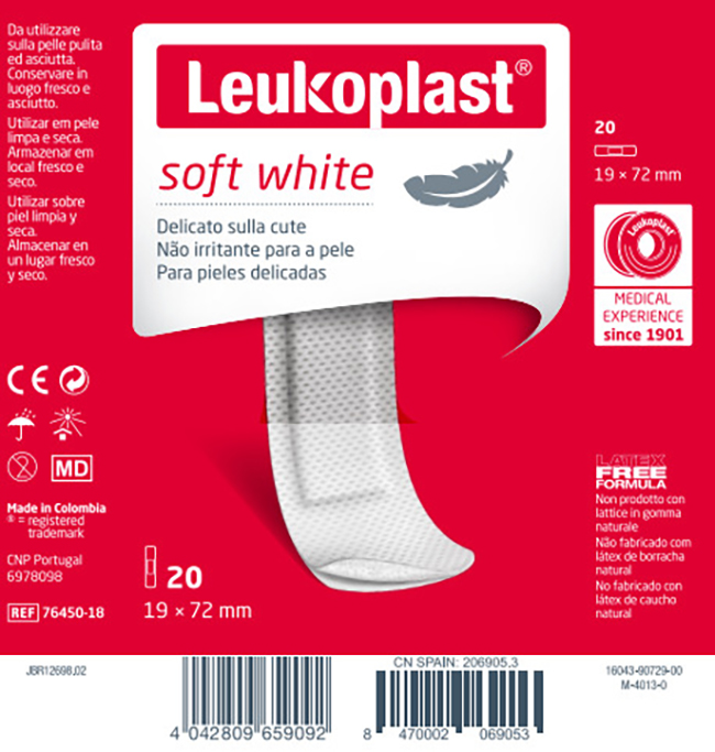 LEUKOPLAST SOFT WHITE 72 X 19 CM 20 PEZZI - farmasconti.eu