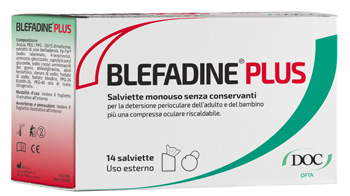 BLEFADINE PLUS 14 SALVIETTE PER DETERSIONE PERIOCULARE + 1 COMPRESSA RISCALDABILE - farmasconti.eu