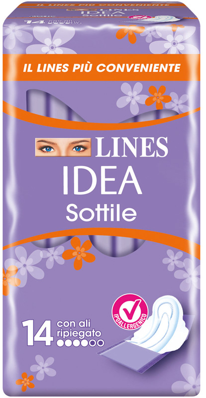 LINES IDEA ASSORBENTE SOTTILE RIPIEGATO CON ALI 14 PEZZI - farmasconti.eu